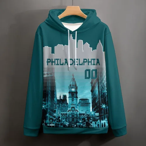 Vista 4 de Custom Football Hoodies City Night Skyline Personalized Sweatshirt Name Number Fan Gift Pullover for Men Women Youth