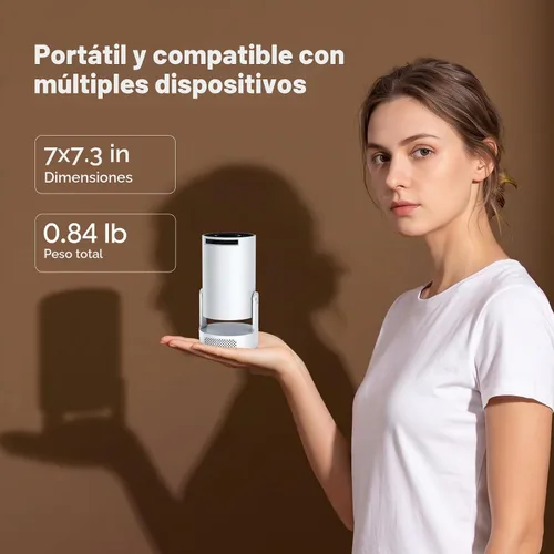Vista 3 de Mini proyector con WiFi y Bluetooth, aplicaciones integradas, Keystone automático, rotación de 180°, soporte de 1080P/4K, proyector portátil Blanco