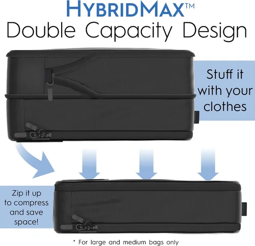 Vista 7 de Cubos de embalaje de compresión de lujo de 8 piezas para viajes, maximiza el espacio en el equipaje con diseño HybridMax de doble capacidad, bolsas