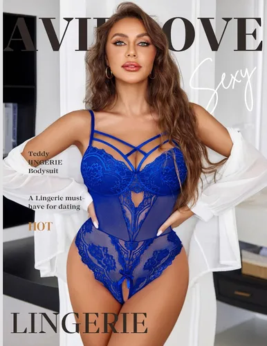 Vista 91 de Avidlove Lencería de encaje floral para mujer, lencería de una pieza, babydoll