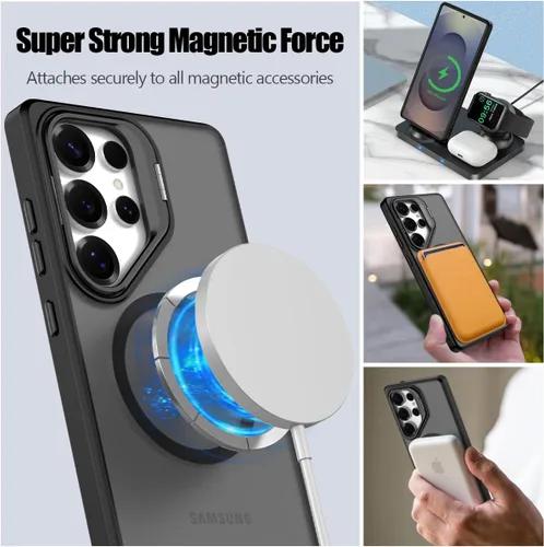Vista 2 de Nvollnoe Funda para Samsung S25 Ultra Compatible con MagSafe de Grado Militar a Prueba de Golpes de Servicio Pesado Protectora con Soporte Ajustable