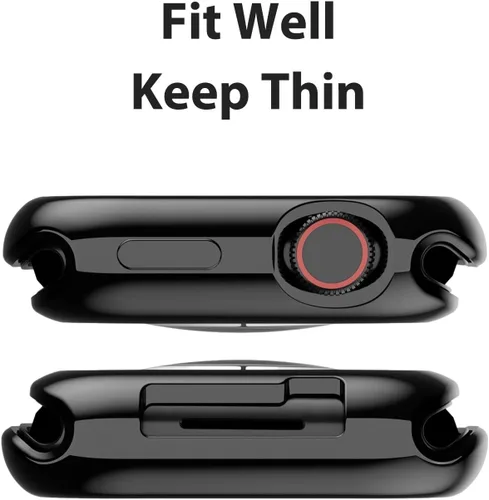 Vista 5 de BO&DQQ - Paquete de 2 fundas protectoras compatibles con Apple Watch de 1.614 pulgadas/1.575 pulgadas, suave, flexible, de grado militar, duradera