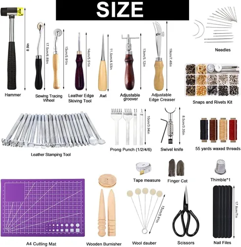 Vista 2 de Kit de herramientas de cuero 183pcs, kits de trabajo de cuero, herramienta