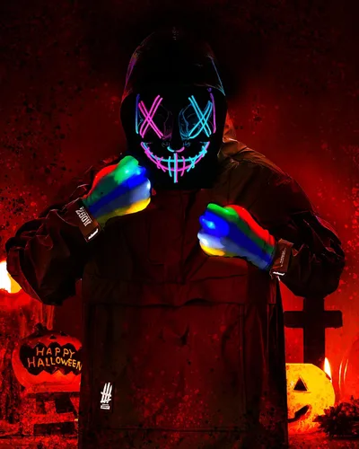 Vista 4 de longpo Halloween Purge Mask for Adults Led Light Up Scary Mask Cosplay Costume for Halloween