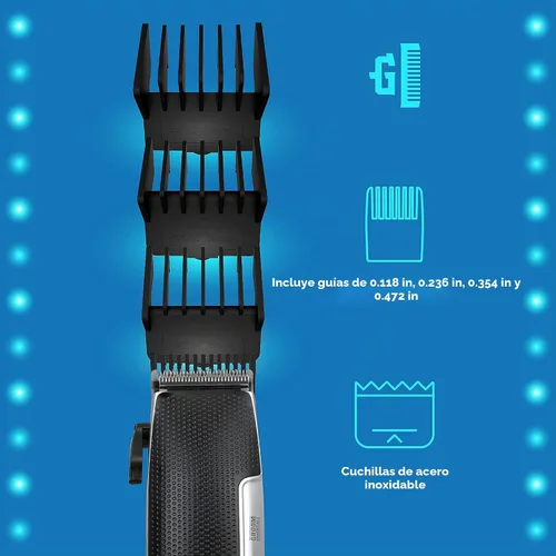 Vista 5 de Cortapelos y recortadora de barba para hombres, kit de peluquero con cable, tijeras para bigote