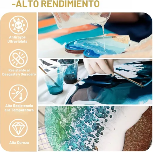 Vista 4 de Puduo Kit de Resina Epoxi de 1.1 Galones, Resina Epoxi Cristalina Recién Formulada, Fuerte, Sin Burbujas, Resina de Arte Anti-Amarilleamiento