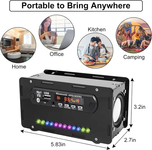 Vista 8 de Kit de altavoces DIY compatible con Bluetooth, kit de práctica de soldadura de radio FM DIY USB amplificador de sonido para el hogar control remoto