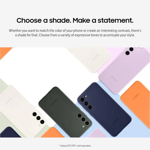 Vista 3 de Samsung Funda de silicona para Galaxy S23, funda protectora con variedad de colores, agarre suave, diseño suave y elegante, versión estadounidense