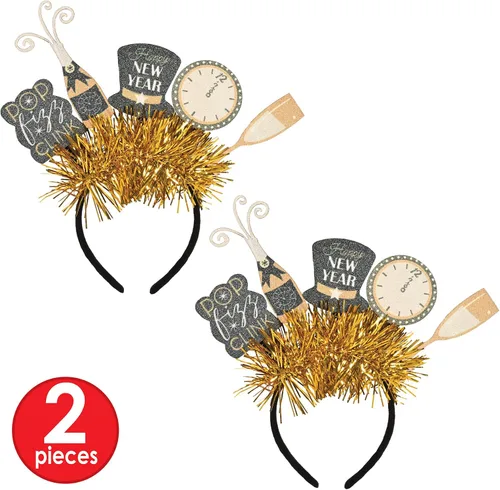 Vista 4 de Beistle Diademas de Feliz Año Nuevo - Brillantes, Star Boppers y sombreros de tela brillante: Año Nuevo