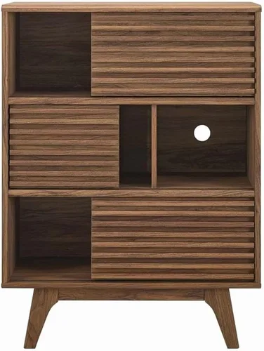 Vista 5 de Modway Render Soporte de Gabinete de Almacenamiento y Exhibición de Tres Niveles, Nogal