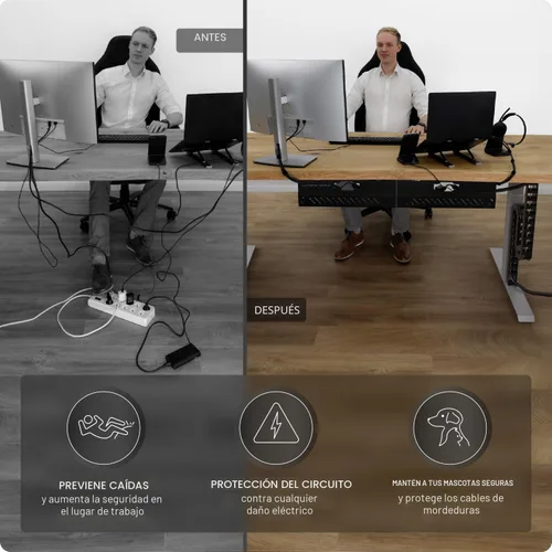 Vista 6 de Ultimate Setup Vértebras de gestión de cables para debajo del escritorio, perfectas para escritorio de pie y sentado, organización de cables