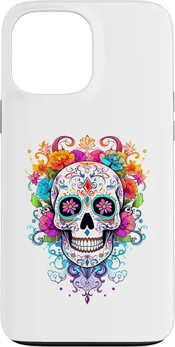 Vista 24 de Halloween Sugar Skull Flower Calavera Dia De Los Muertos Case for iPhone 17