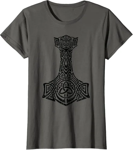 Vista 6 de Thor's Hammer Mjolnir - Camiseta de mitología nórdica vikinga, Gris