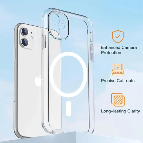 Vista 4 de COOLQO - Funda magnética para iPhone 11 con protectores de pantalla, compatible con MagSafe, protección contra caídas de grado militar, funda