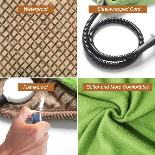 Vista 4 de HELLOMOTO Almohadilla térmica para mascotas, 12 ajustes de calor, almohadilla térmica para perros y gatos con temporizador, almohadillas eléctricas