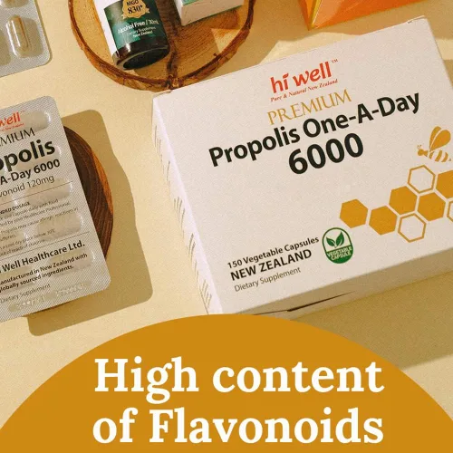 Vista 2 de (3 unidades) Hi Well Premium Propolis One-A-Day 6000 Flavonoide 120mg 150Cápsulas