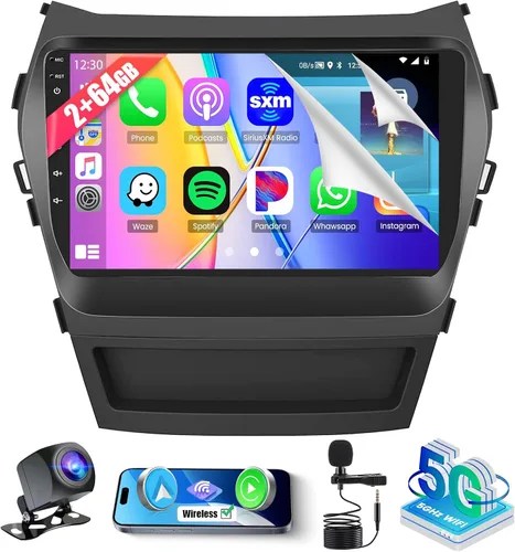 Vista 9 de [Roinvou] Radio de coche Android 15 de 2+64 GB para Hyundai Santa Fe IX45 2013-2017