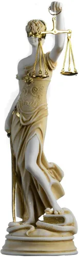 Vista 2 de Estatua de la diosa griega antigua Themis, figura ciega de la justicia, hecha a mano, escultura de abogado, regalo con acabado dorado, 13.8 pulgadas