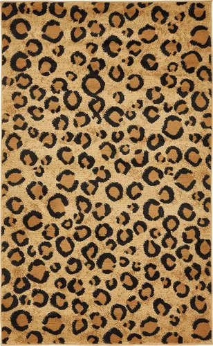 Vista 13 de Unique Loom Wildlife Collection - Alfombra de área inspirada en animales con bordes de guepardo, 3 pies 3 pulgadas x 5 pies 3 pulgadas, marfil/negro