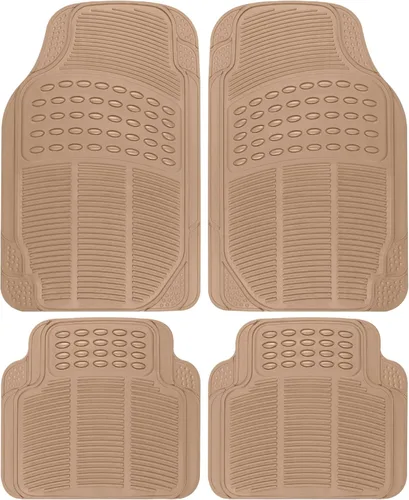 Vista 16 de BDK ProLiner Alfombrillas para automóvil, camiones, SUV, 2 piezas para todo tipo de clima con diseño de ajuste universal, tapetes duraderos con Beige