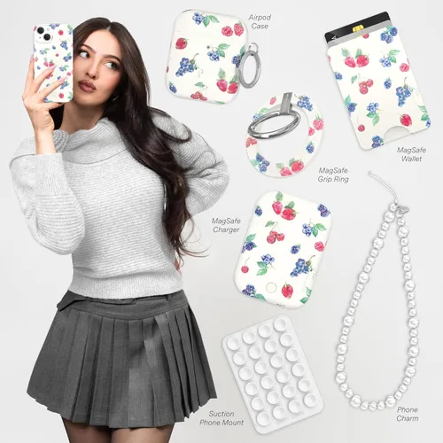 Vista 2 de VELVET CAVIAR Funda para iPhone 15, compatible con MagSafe, probada en caídas de 10 pies, Berry Baby