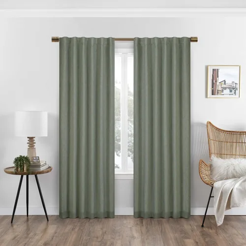 Vista 5 de Eclipse Nora - Cortina térmica 100 % opaca con bolsillo para barra, para ventana de dormitorio o sala de estar (1 panel), 50 x 63 pulgadas