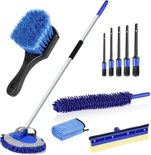 Vista 8 de anngrowy Cepillo de microfibra de 62" para lavado de autos con mango largo, kit de mopa de lavado de autos, manopla esponja, kit de suministros
