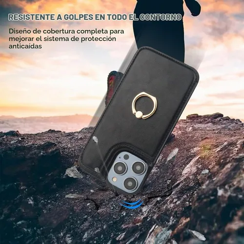Vista 7 de ONETOP Funda tipo cartera para iPhone 15 Pro Max con tarjetero de crédito Negro