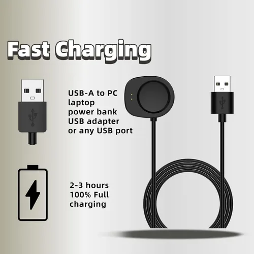 Vista 5 de Cargador de cable USB de repuesto para Amazfit T-Rex 3 Balance 2 Helio Strap Universal Watch Charging Dock Stand 3.3ft
