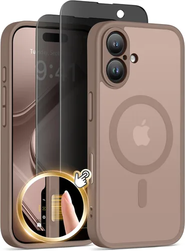 Vista 31 de GolbinBox - Funda magnética para iPhone 13 Pro Max, compatible con MagSafe, protección de cámara, protector de privacidad, funda translúcida mate, a