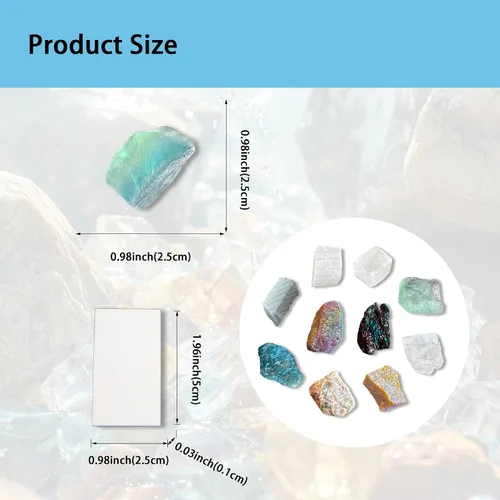 Vista 3 de Kit de prueba de dureza de Moh's, incluye 10 especímenes minerales de roca y 1 placa de rayas de porcelana sin esmaltar para explorar
