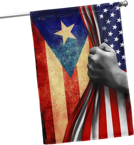 Vista 16 de Banderas de Puerto Rico – Bandera estadounidense puertorriqueña – Bandera de jardín de 12 x 18 pulgadas, decoración para exteriores, lona resistente