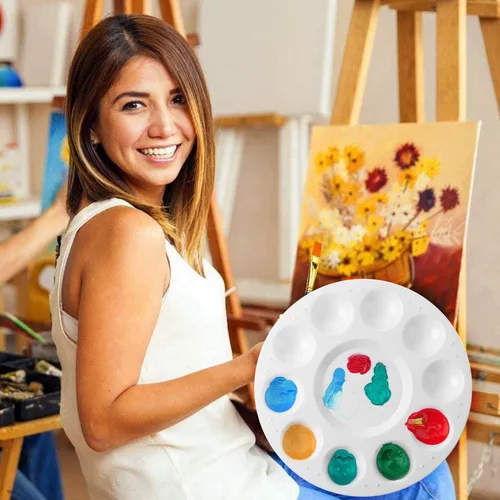 Vista 6 de Paletas de bandejas de pintura, paquete de 6, suministros de pintura, paleta de pintura para niños, paleta de plástico