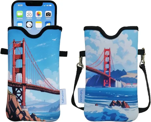 Vista 70 de Tainada Funda Estuche Bolsa de Neopreno para Teléfono para Hombres y Mujeres con Correa Cruzada/Cordón para el Cuello para iPhone 17/16/15 Pro Max