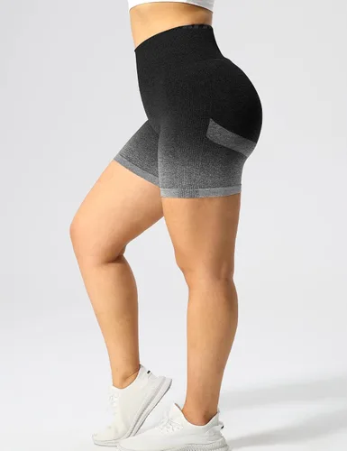 Vista 5 de TSUTAYA Pantalones cortos de entrenamiento para mujer, sin costuras, cintura alta, pantalones cortos de gimnasio para correr, ciclismo, yoga