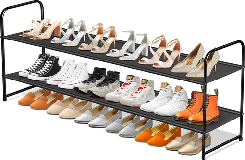 Vista 2 de SLEEPING LAMB Organizador de zapatos largo de 2 niveles y estantes de ropa resistentes