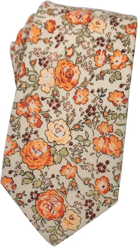 Vista 10 de Corbata de algodón floral para hombre, corbata delgada impresa de 2.56'' 01-Bean Pasta Rosa