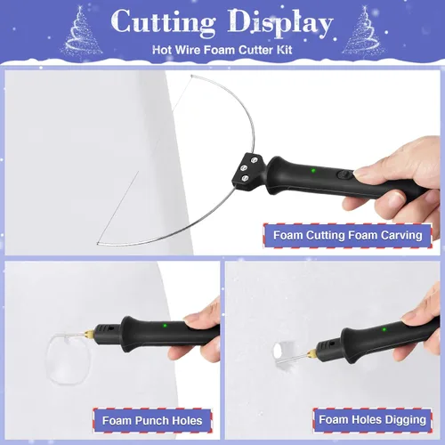 Vista 4 de Juego de herramientas de corte de espuma 3 en 1, kit de pluma de corte eléctrico Gochange, pluma de corte de poliestireno de 100-240V/18W