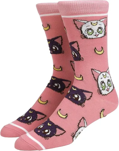 Vista 3 de Bioworld Sailor Moon Crystal Luna & Artemis - Calcetines para hombre, Rosado