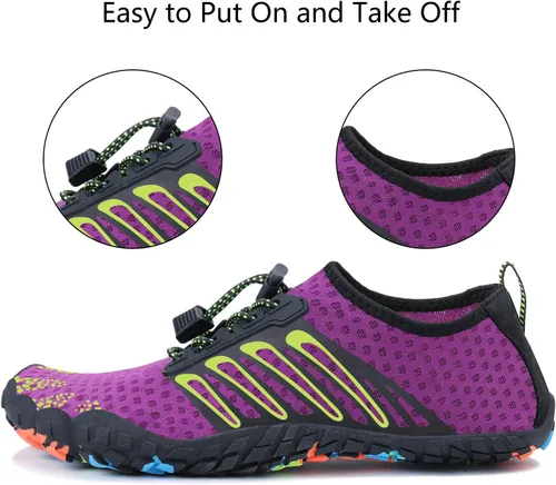 Vista 4 de MAYZERO Zapatos de agua para hombres y mujeres, zapatos de surf, playa, piscina, zapatos de punta ancha, senderismo, zapatos de agua, zapatillas
