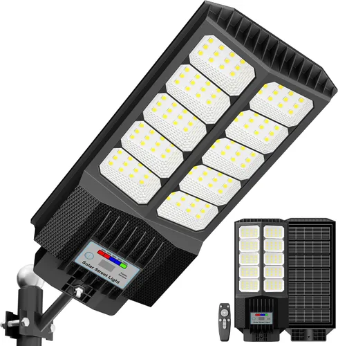Vista 13 de Luz solar de calle de 7000 W, luces solares comerciales impermeables al aire libre, 200 luces LED de alto brillo, luces solares de estacionamiento