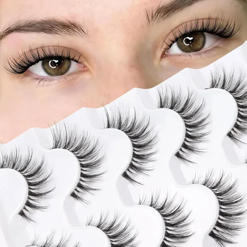 Vista 36 de Veleasha Pestañas postizas de manga puntiagudas, 100% hechas a mano, aspecto natural, pestañas postizas ligeras con banda transparente suave