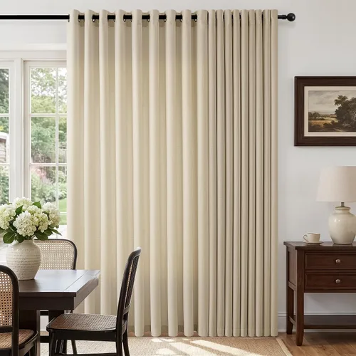 Vista 77 de Cortinas de avena con ojales DUKIYO de 96 pulgadas de largo para sala de estar, comedor, juego de 2 paneles, cortinas de arena y beige