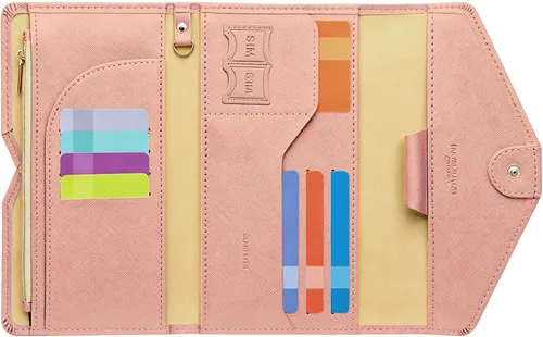 Vista 12 de ZOPPEN Cartera de viaje con bloqueo RFID multiuso (Ver.4) Portatarjetas de pasaporte y vacunación ComboTri-fold Document Organizer Travel #15 Azul