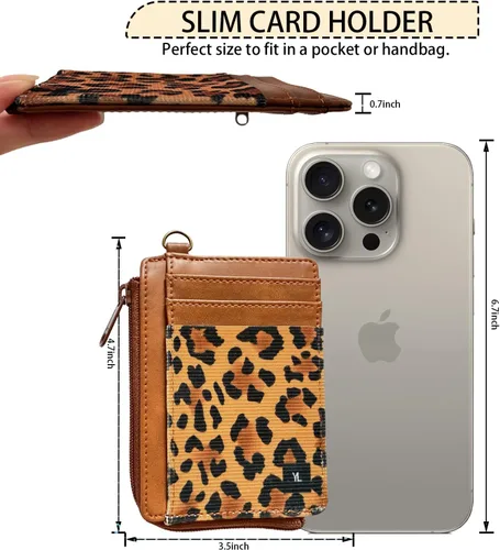 Vista 4 de Cartera para tarjetas de crédito para mujer, con bloqueo RFID, delgada, pequeña, minimalista, tarjetero con ventana de identificación
