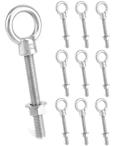 Vista 16 de QWORK Cáncamos roscados, paquete de 5, 3/4" x 4" tornillos de acero inoxidable de grado marino para hombro