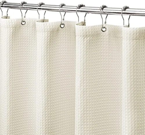 Vista 14 de MISS SELECTEX Cortina de ducha de tela lavable a máquina, clásica tela gruesa de punto gofre, duradera para baño, tela repelente al agua de alta