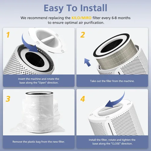 Vista 9 de Filtro KILO compatible con Afloia KILO, KILOPLUS, KILOPRO, MIRO, MIRO PRO y MORENTO MR-Kilo, purificador de aire Kalo, sistema de filtración de 3