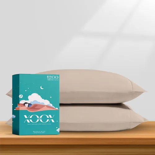Vista 19 de XOOX Linen Juego de sábanas 100% algodón egipcio, sábanas de lujo de 1200 hilos de algodón egipcio tamaño Queen (4 piezas, gris claro), suave como