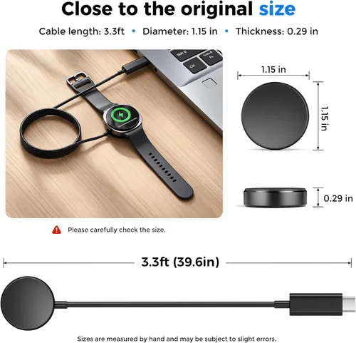 Vista 4 de Cable de carga rápida de 5 W para Samsung Galaxy Watch 9/8/7/6/5/4/3/Active